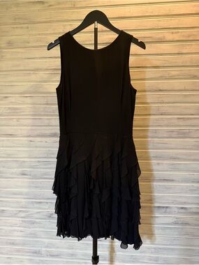 DKNY Black Sleeveless Ruffle Hem Mini Dress